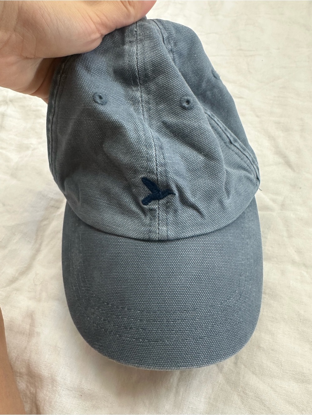 Men's Washed Slate Blue Cotton Baseball Cap with Embroidered Logo - Picture 7 of 7